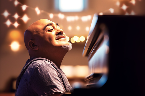 Jonathan Veira playing the piano